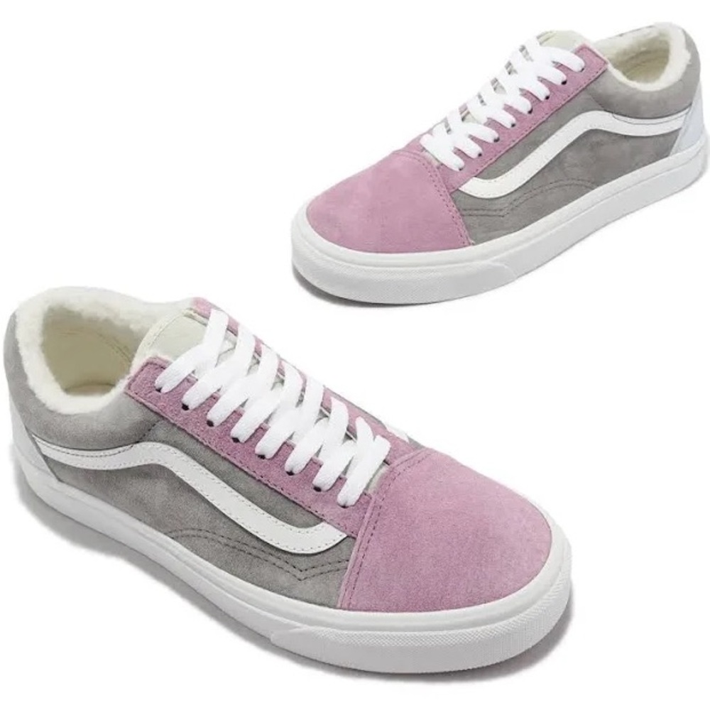 Unworn Vans Old Skool Suede Sherpa Pink Grey